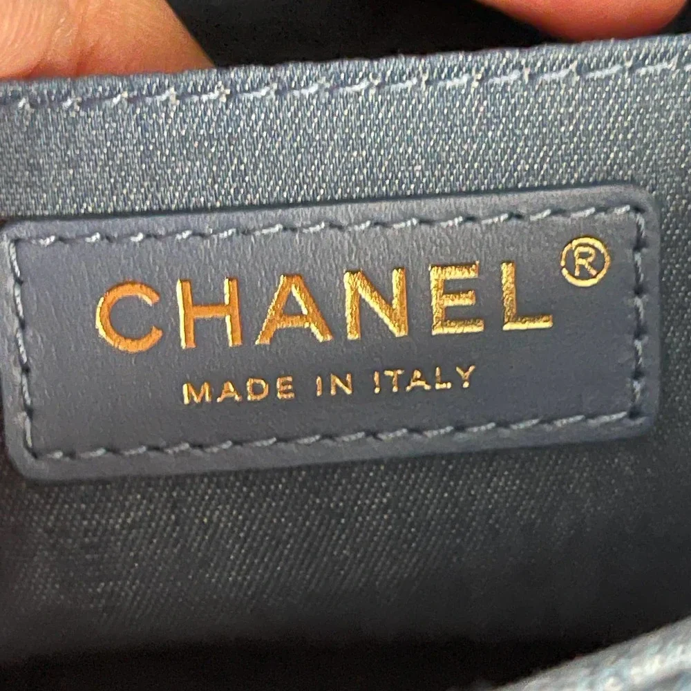 ❌SOLD❌NEW Chanel Denim Square Mini Pearl Crush Flap Bag 22C - Picture 13 of 14